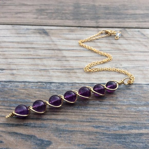 Amethyst necklace, Crown chakra, 14k Gold filled, February birthstone - Picture 1 of 7